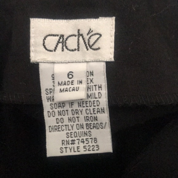 CACHE size 6 , black women’s long flare leg beaded lots of beautiful details - Picture 12 of 12